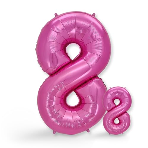 FUNXGO® Ballon Géant Numéro 8 Rose - Ballon decoration anniversaire 8 ans - deco anniversaire 8 ans fille ou garcon - Gonflables à l'Hélium - Idéal pour Fêtes Filles et Garçons - Ballon 8 Rose