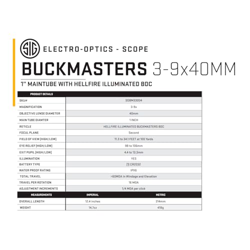 Image of SIG SAUER Buckmasters 3-9x40mm 1 inch Tube Riflescope