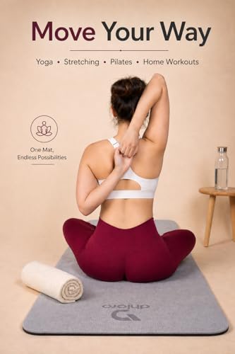 Image of 8mm Yoga Mat for Men & Women | TPE Non Slip Exercise Mat for Home Workout, Yoga & Fitness | Extra Thick Cushion Support for Knees & Joints | Lightweight with Carry Strap