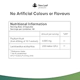 Fibre Supplement 4000mg Psyllium Husk with Acidophilus - High Strength - Natural Soluble Fiber Supplement from Plantago Ovata Seeds, 120 Psyllium Husks Capsules Vegan, UK Made by New Leaf - Image 6