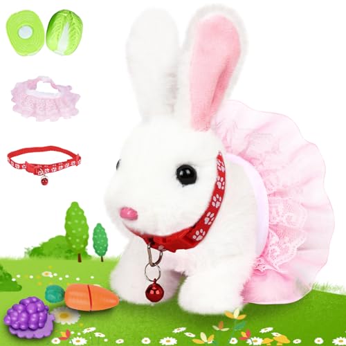 NOLAKMI Easter Bunny Stuffed Animal, Ideal Easter Gifts for Kids 3-5, Hopping Bunny Toys for Kids with Sounds, Wiggling Ears, Nose, Jumping, Great Gift for Birthdays, Children's Day, and Christmas