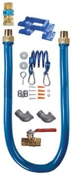 Dormont 16100KIT48PS 1" Blue Hose Moveable Gas Connector Kit 48" Long with Blue PVC, 1 SnapFast QD, 1 Pair of Safety Set & 1 Full Port Valve (2) 90° Elbows