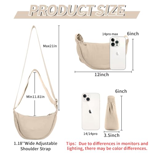 Image of Nylon Crescent Crossbody Bag for Women Purses Trendy Men,Small Travel Sling Bag Hobo