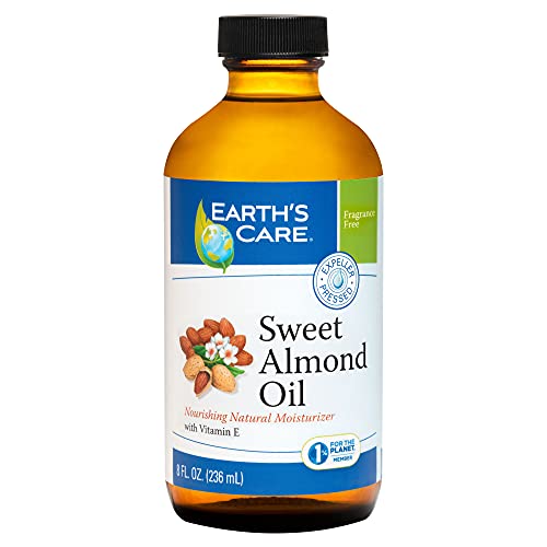 Earth’s Care Sweet Almond Oil - Expeller Pressed Almond Oil for Skin and Hair, Glass Bottle, Unscented, 8 FL. OZ.