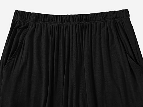 Mofiz Mens Pajama Set Long Sleeve,Men Lounge Set 2 Piece Sleep Night Suit Modal Pants With Pockets Lightweight Sleepwear Sets Black M #TOP5