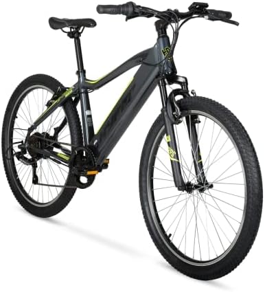 Hyper E-Ride Electric Mountain Bike for Adults 26 Inch. 250w, 36v Battery, Mountain Ebike with Shimano 6-Speed with Front Dual Shock Absorber. Electric Bicycle for Adults.