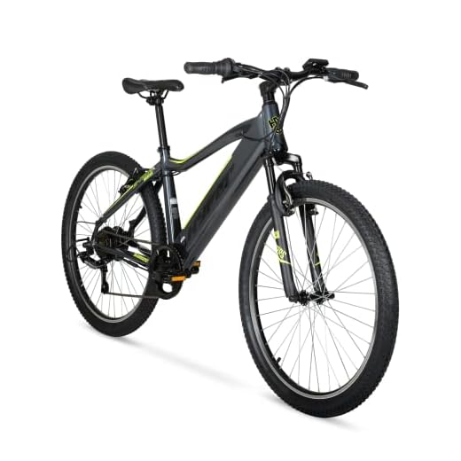 Hyper E-Ride Electric Mountain Bike for Adults 26 Inch. 250w, 36v Battery, Mountain Ebike with Shimano 6-Speed with Front Dual Shock Absorber. Electric Bicycle for Adults.