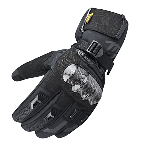 madbike RACING EQUIPMENT Guantes de moto de invierno Guantes de moto de protección de fibra de carbono con pantalla táctil Guantes deportivos (Negro, XL) Cover