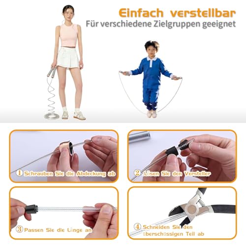 Cavobo Springseil Erwachsene Fitness Verstellbar mit Hautfreundlichen Schaum Griffe, 3 Meter Länge Einstellbar PVC Seil,Rutschfest und Ideal für Fitness & Ausdauer & Seilspringen