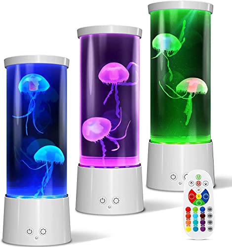 Lampada Meduse Lava 17 Colori,AONESY Lampada con Meduse in Movimento,Lampada Lava Acquario per Decorazione d'Atmosfera, Regali per Bambini,Bianco