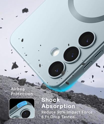 Image of DIZORO Samsung A26 Case, Compatible with Mag Safe Back Cover, Matte Luxury Metallic Luster Flexible TPU Wireless Charging Shockproof Case with Camera Protector Lens (Sierra Blue)