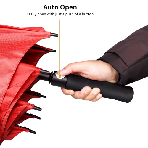 60" Automatic Golf Umbrella Windproof, Vented Canopy, Sleeve, Auto-Open, Um7101 (Red) #TOP3