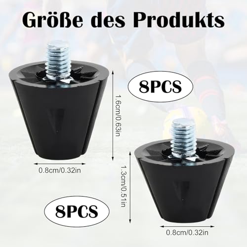 Ersatzstollen für Fußballschuhe,16St Fußball Studs Fußballschuhe Schraubstollen Set Nylonstollen Metallkopf-Ersatzstollen, rutschfeste Fussballschuhe Stollen 13mm/16mm,Schraubenbreite 5mm,Schwarz