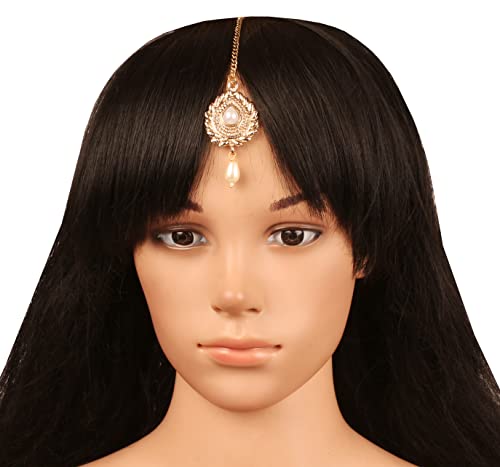 Touchstone Indian Bollywood Stylish Contemporary Designer Jewelry Wedding Head Accessory Mangtika with Beautiful Chain for Women in Gold or Silver Tone for Women.2