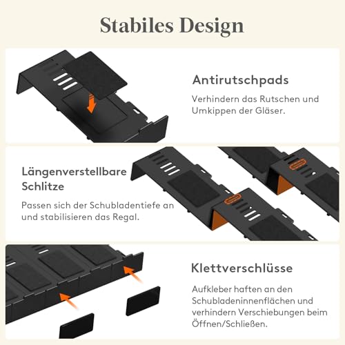 Lifewit Gewürzregal Schublade 36 Stück, Verstellbarer Gewürz Organizer für Alle Schubladen, Kombinierbarer Gewürz Schubladeneinsatz Küche, Gewürzeinsatz Schublade, Spice rack für Gewürze Schwarz