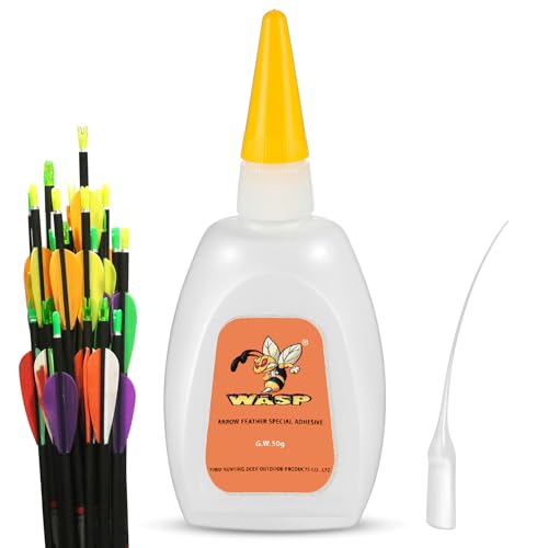 MotiMind Arrow Glue 50 g, Fletching Glue, Instant Arrow Fletching Glue17oz, Clear Insert Glue for Carbon Arrows, Fletching Vanes, Feathers and Inserts, Great for Aluminium, Carbon and Wood Shafts