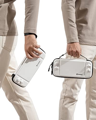 Tomtoc Slim Carrying Case For Nintendo Switch / Oled Model, Protective Switch Sleeve With 10 Game Cartridges, Hard Portable Travel Carry Case, With Original Patent And Military Grade Protection, White #TOP4