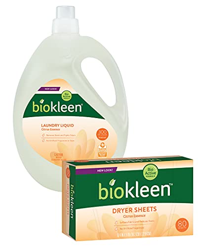 Biokleen Natural Laundry Detergent - 300 He Loads & 80 Dryer Sheets - Citrus Essence #TOP13