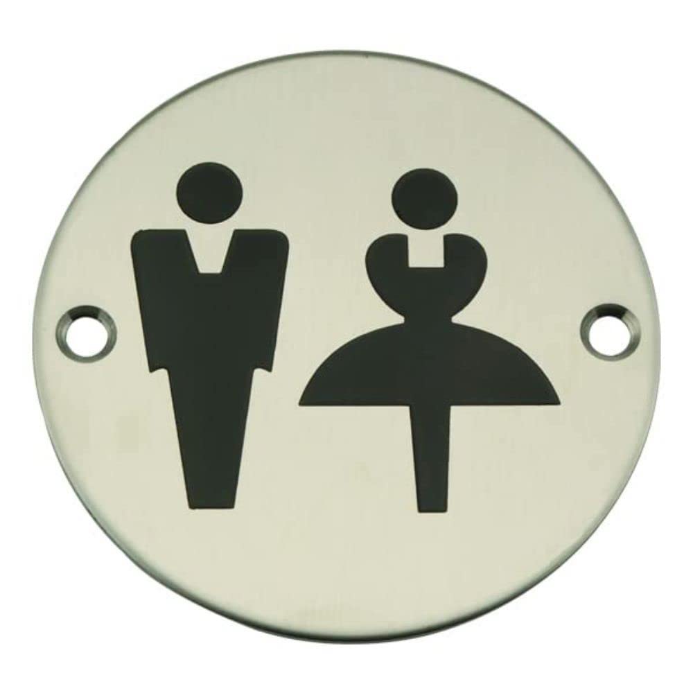 VSafety Unisex Symbol, Stainless Steel, 76 mm, Sign with fixings Safety Sign