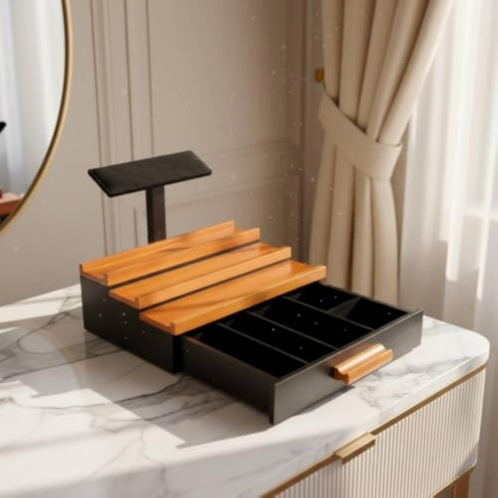 Large Capacity Hidden Compartment Tiered Perfume Holder