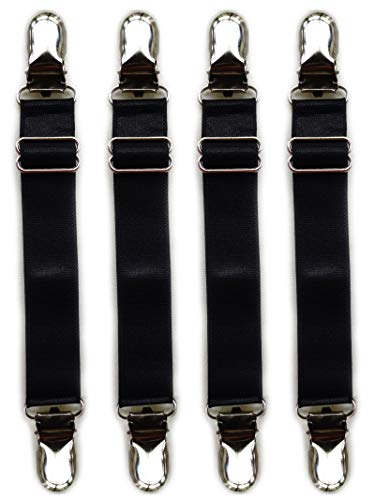 Stocking Clip Garter Adjustable Elastic Belt Two-Way Socks Lace Garter Multifunctional Fixing Clip Non-Slip 4pcs (Black)
