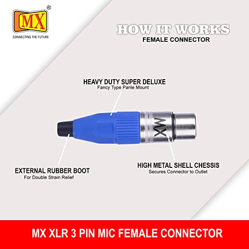 Image of MX 3 Pin XLR Microphone pin Pure Copper Nickel Plated Pins1 for High Conductivity microphone (3-pin microphone Female connector, Pack of 4, Female Connector)