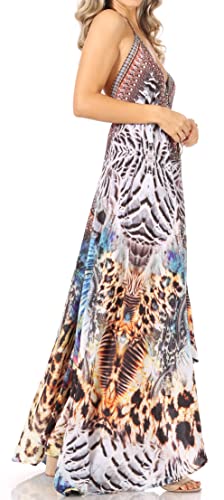 Image of Sakkas Lizi Womens Maxi High-Low Halter Handkerchief Long Dress Beach Party