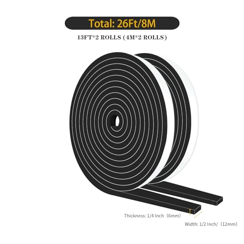 Image of Door Weather Stripping,for Door and Window,1 /2 in x 1 /4 in x 26Ft
