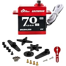70kg Digital Servo Waterproof High Torque Brushless Motor Steel Gear Servo with 25T Metal Horn for 1/8 1/10 RC Car/Robot/Boat/Plane 270 Degree