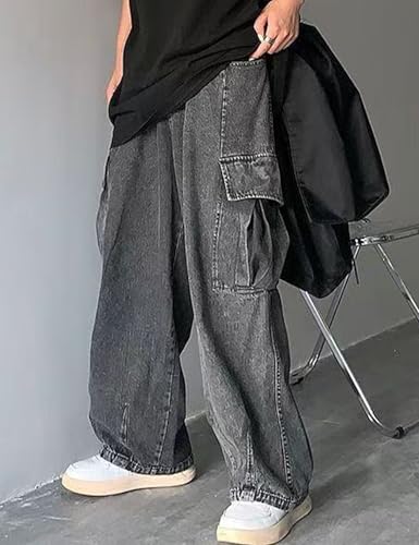 Y2k Baggy Cargo Jeans Men Wide Leg Skater Jeans Hip Hop Denim Cargo Pants for Men3