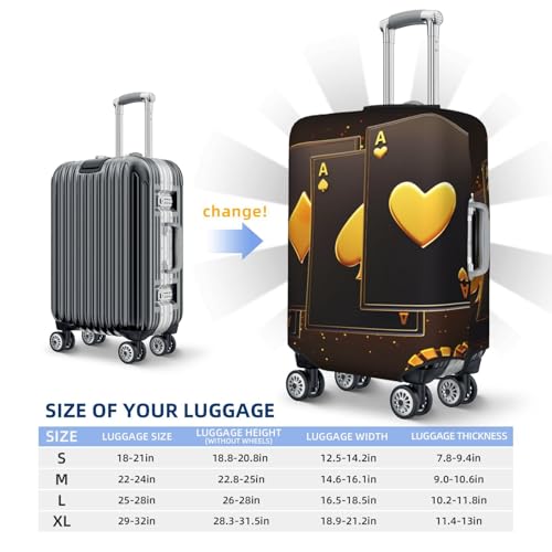 Casino Playing Cards Print Luggage Cover For Suitcase,Washable Elastic Travel Suitcase Protector With Zipper Closure And Bottom Buckle – Fits 18-32" Luggage-Medium4