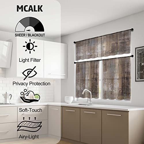 Mcalk Brown Kitchen Sheer Curtain Tiers And Valances Set Of 3Pc - Artistic And Fashionable Decor For Abstract Kitchen Windows #TOP2