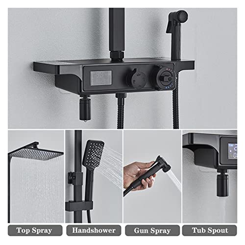 Robinet de douche thermostatique Rinfall noir affichage numérique complet