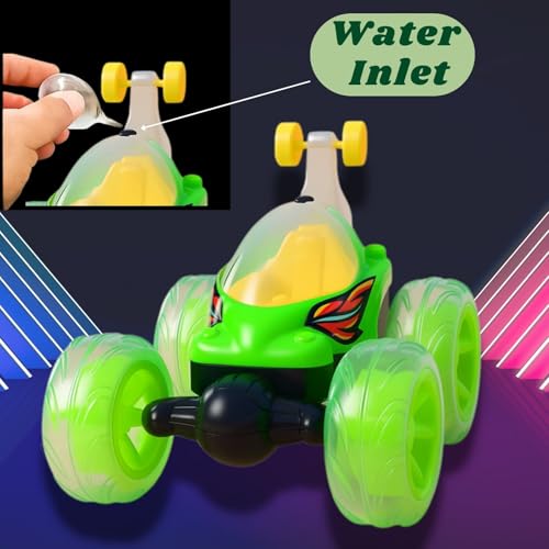 Image of GRAPHENE Smoke Monster Truck RC Stunt Rolling Transforming Car Toy for Kids Boys 7-14 Years LED Lights Music 360 Rotation Rock Climbing Remote Control Vehicle Transparent Wheels Toy