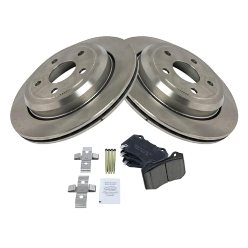 Image of TRQ Rear Brake Pad and Rotor Set Ceramic Vented Rotors Compatible with 2012-2019 Jeep Grand Cherokee 2021-2022 Dodge Durango