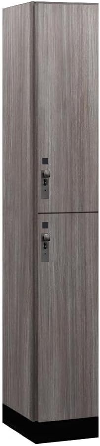 Salsbury Industries 42168SW 12 in. Wide Premier Wood Locker - Double Tier - 1 Wide - 6 ft. High - 18 in. Deep - Skyline Walnut - Hasp