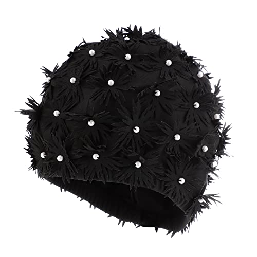 Kisangel Women Flower Swim Cap Breathable Comfortable Swimming Hat for Pool Beach and Spa Stylish Hair and Ears for Ladies and Girls