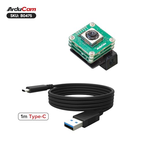 Arducam USB 3.0 Camera, 64MP USB Camera Module, 120fps High-Speed Webcam with 84°(D) Motorized Focus Lens and Metal Case, Compatible with Windows and Linux OS