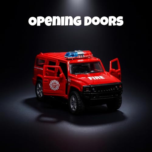 Image of Amisha Gift Gallery Hummer Diecast Fire Ambulance Toy Car for Kids | 1:36 Scale Model, Metal, Pull Back, Sports Car, Boys