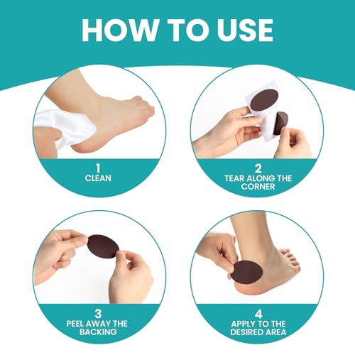 Image of Promifun Moleskin Strips with Adhesive Blister Prevention Pads,Brown 24 Pcs | Mole Skin Tape Stickers for Feet Heel Shoes Padding- 4 Pre-Cut Shape Blisert Bandage for Feet,Travel Essentials