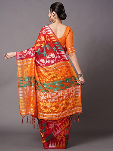 Image of AKHILAM Women's Cotton silk Woven Design Saree With Unstitched Blouse Piece(COTFLW09 Parent)