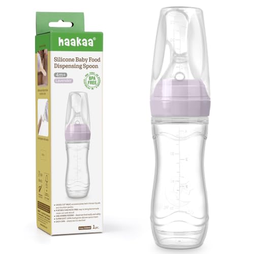Haakaa Silicone Baby Food Dispensing Spoon Feeder 4oz,BPA Free,Lavender