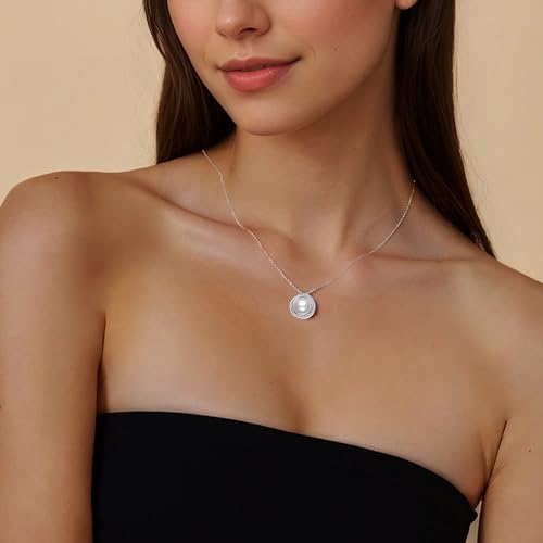 SUNFEEL Freshwater Pearl Necklace for Women Trendy, 925 Sterling Silver 8MM Real Pearl Necklace Pendant, Dainty Women's Jewelry Gifts for Mom Wife Girlfriend Anniversary Birthday Wedding Bridal3