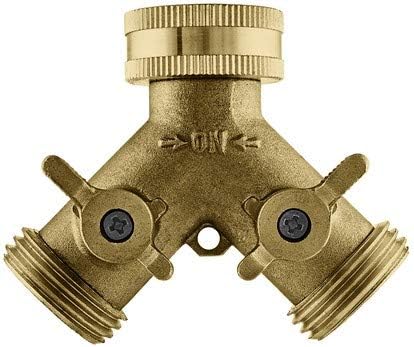 INNAV8 Solid Brass Garden Hose Splitter 2 Way Heavy Duty - Easy to Turn Water Hose Splitter 2 Way - Garden Hose Y Connector Faucet Splitter - Water Hose Adapter in Garden Hose Connectors and Fittings