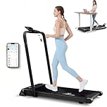 YESUCAN Walking Pad Treadmill with Handle Bar, 2.5HP Foldable Under Desk Treadmill, 140kg Capacity, APP Control, LED Display, Phone/Tablet Holder for Home & Office(Black)