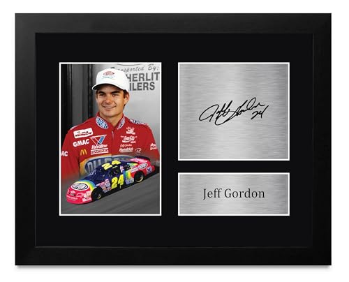 HWC Trading Jeff Gordon Gifts Printed Signed Autograph Presentation Display for NASCAR Motorsport Fans - US Letter Framed (ID-006147)