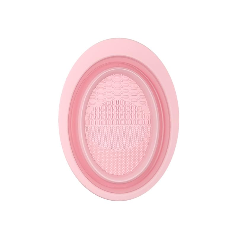 Foldable Silicone Makeup Brush Cleaner Bowl (Rose red) image 3