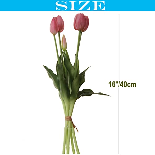 cn-Knight 20pcs Artificial Tulip Flowers,16 Inch Real Touch Tulip Stems with Faux Leaves, Faux Tulips and Buds for Home Décor Centerpiece Ornament Wedding Bouquet,Purple by cn-Knight - Used condition - Image 2