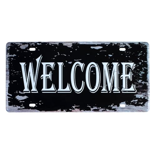 Image of inchWelcome inch Vintage Retro Metal Signs - License Wall Plate, Car Tag - Ideal for Cafe, Restaurant, Shop, Home, Hotel, Club, Office, Living Area - Design Plaque