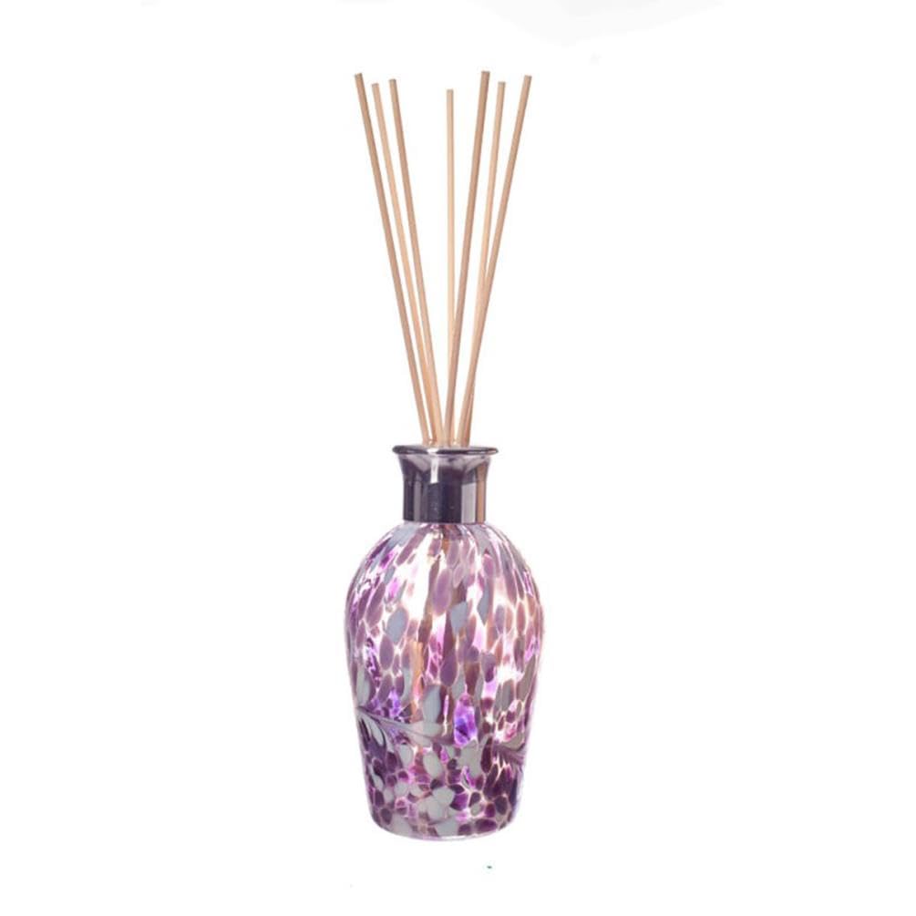 Amelia Art Glass Violet & White Reed Diffuser Dome